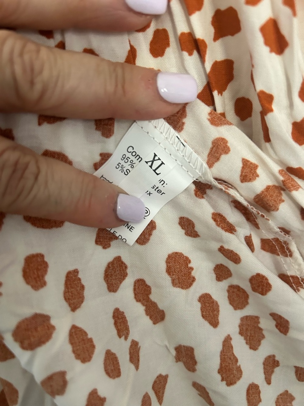 White Maxi Dress with Rust Spot Print - Sleeveless Summer Maxi - Picture 2 of 2